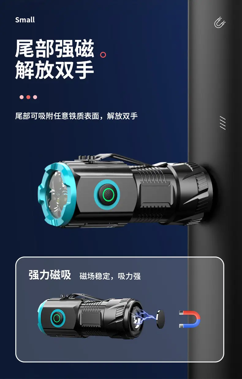 Three-Eye Flashlight Aluminum Magnetic Cap Clip β feature 9
