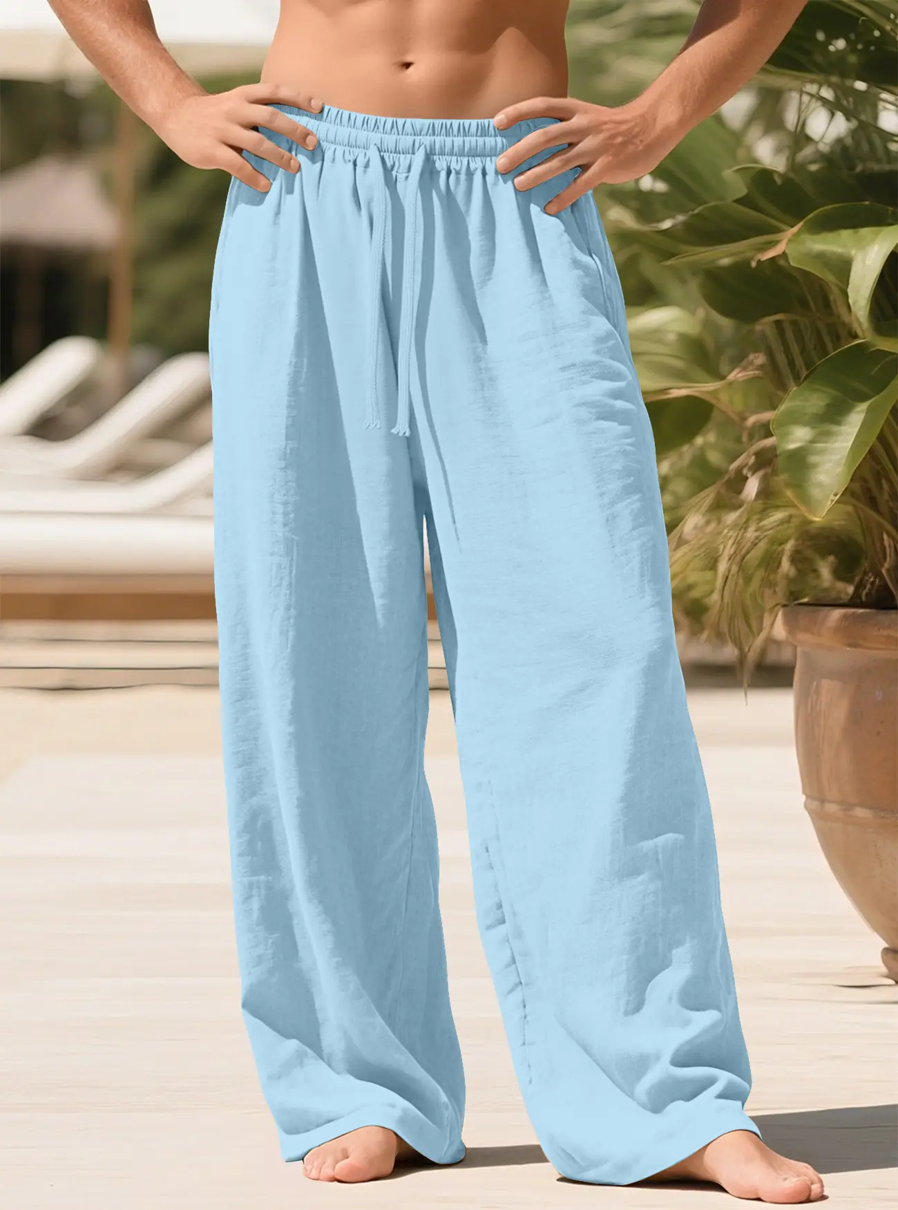 Men Wide Leg Pants Cotton Linen Spring Summer Loose Sweatpants — feature 22