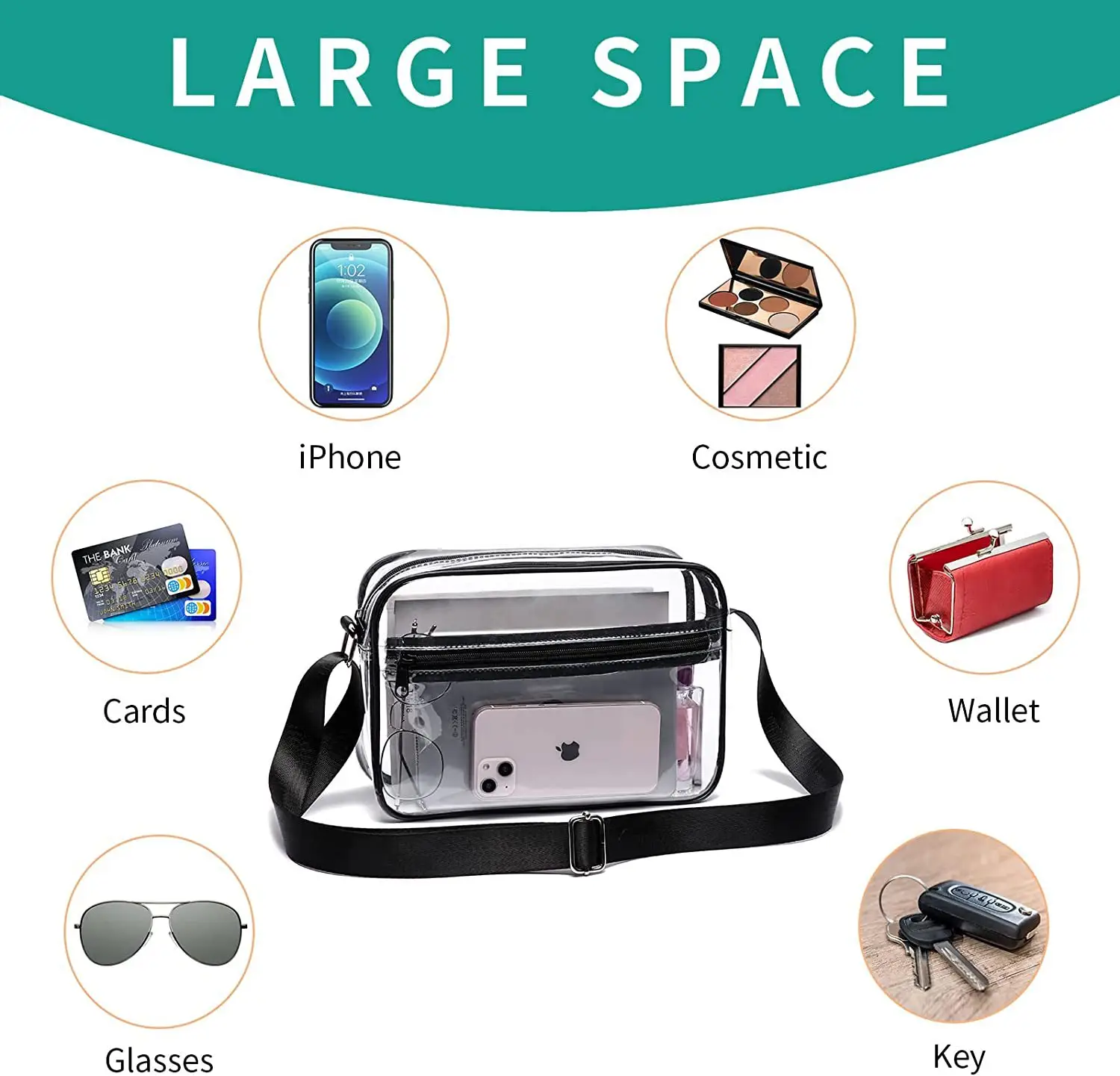 Clear PVC Shoulder Bag for Men Women Waterproof Storage — feature 17