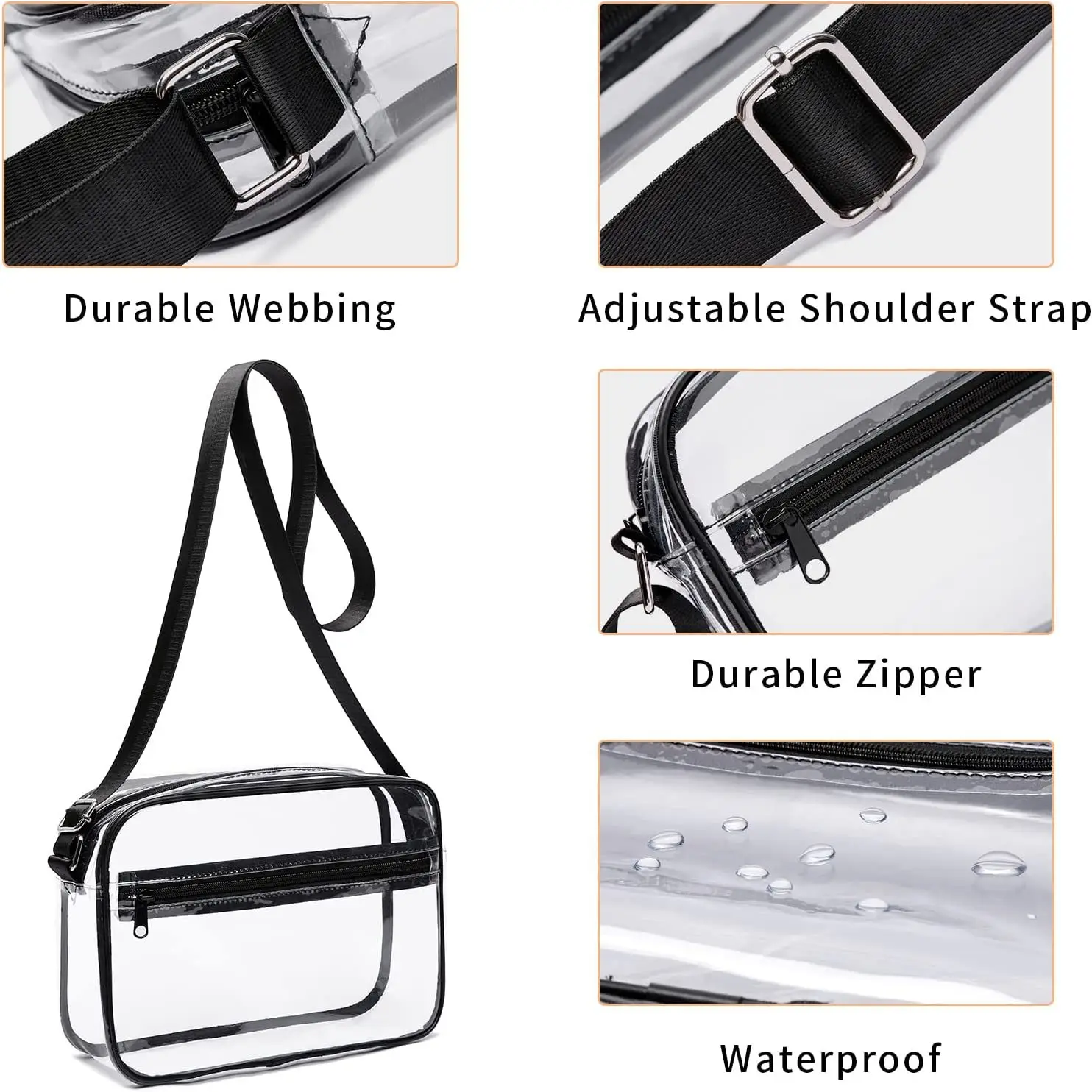Clear PVC Shoulder Bag for Men Women Waterproof Storage — feature 19