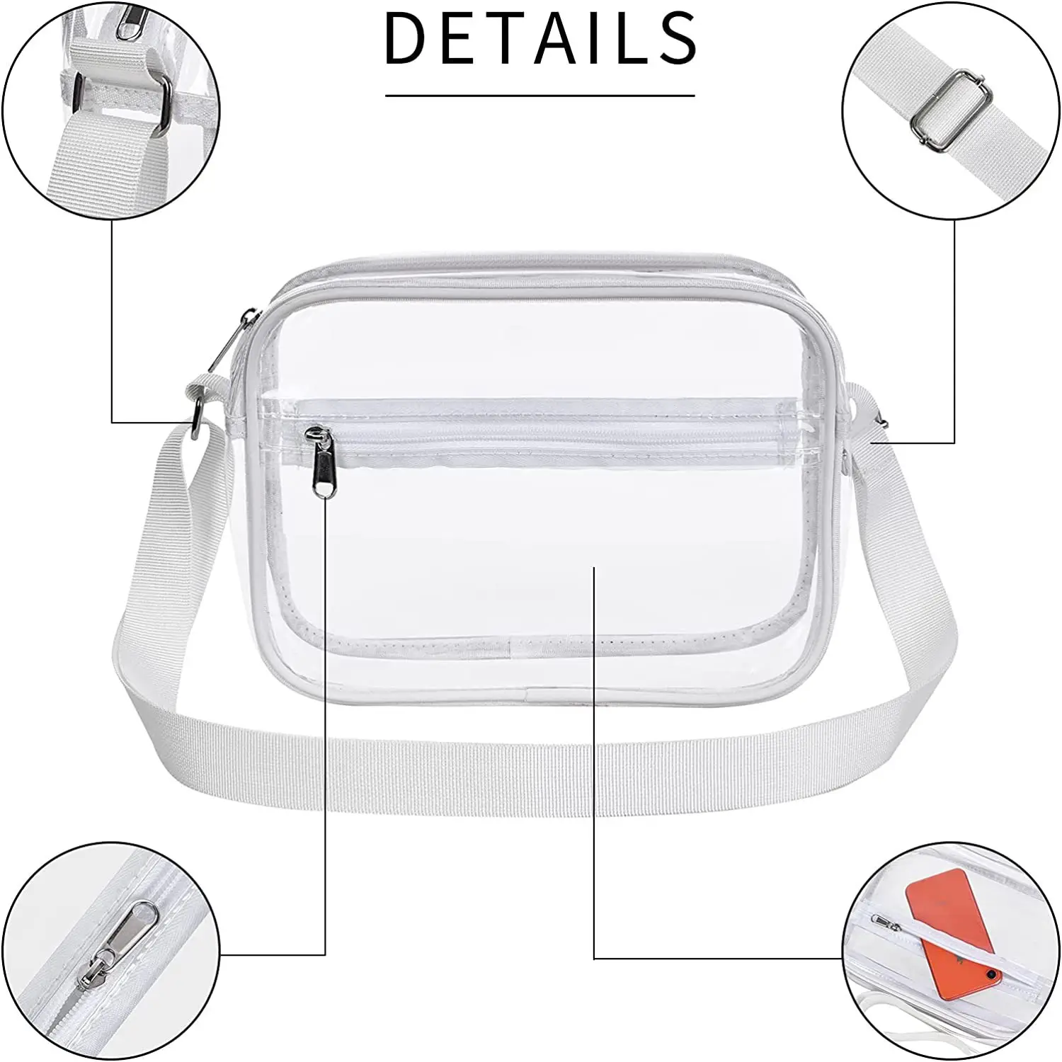 Clear PVC Shoulder Bag for Men Women Waterproof Storage — feature 31