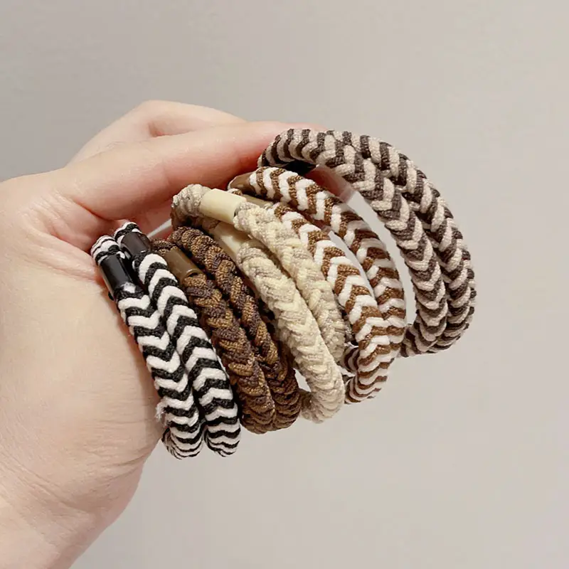 10 Pcs Black Braided Hair Rope for Women