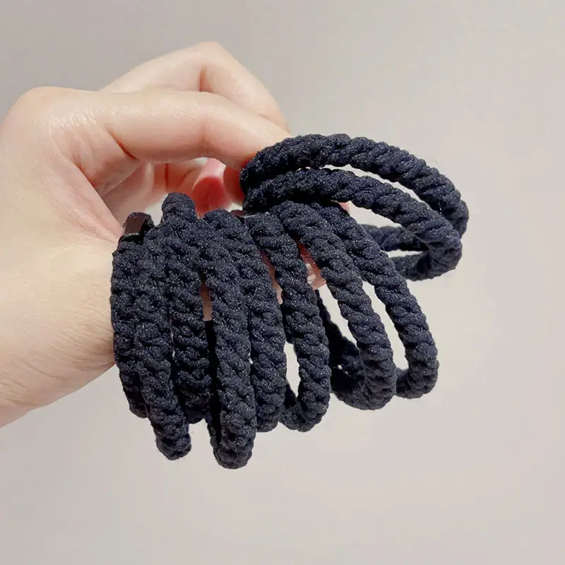 10 Pcs Black Braided Hair Rope for Women