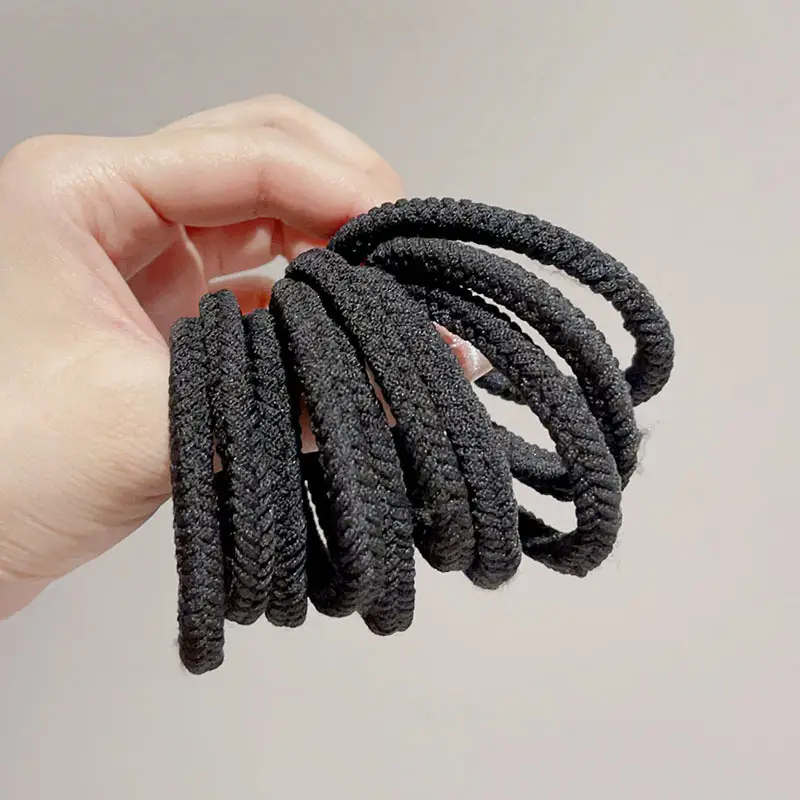 10 Pcs Black Braided Hair Rope for Women