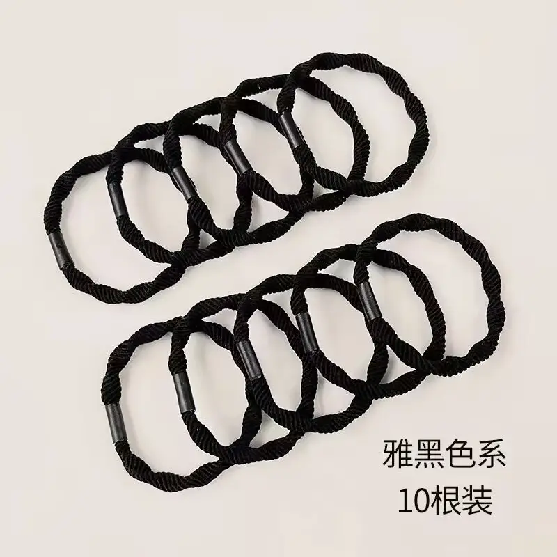 10 Pcs Black Braided Hair Rope for Women