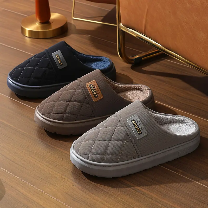 New in stock PU Cotton Slippers Men's plus size Home Indoor Thickened Warm Non-slip Casual All-match Slippers for Men — feature 10