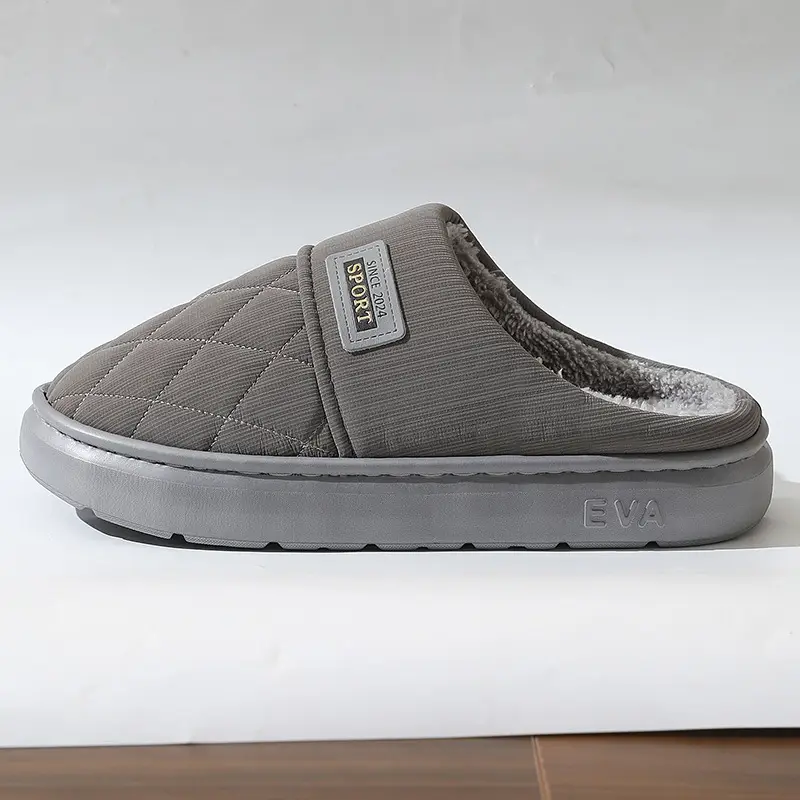 New in stock PU Cotton Slippers Men's plus size Home Indoor Thickened Warm Non-slip Casual All-match Slippers for Men — feature 14