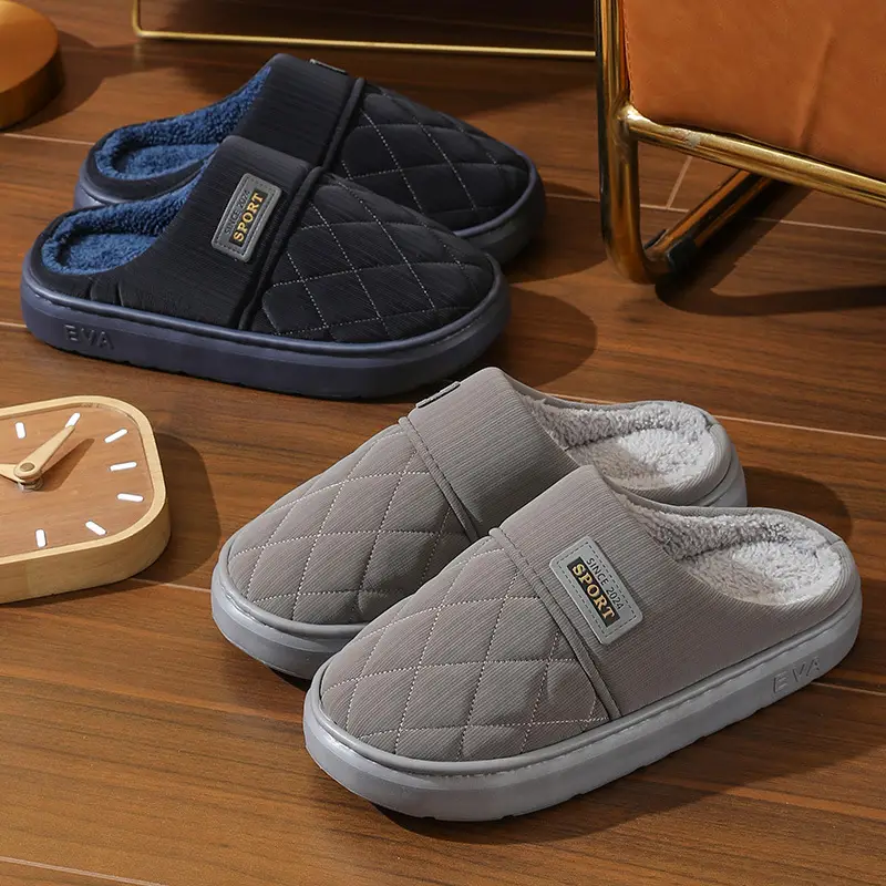 New in stock PU Cotton Slippers Men's plus size Home Indoor Thickened Warm Non-slip Casual All-match Slippers for Men — feature 18