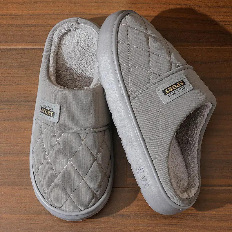 New in stock PU Cotton Slippers Men's plus size Home Indoor Thickened Warm Non-slip Casual All-match Slippers for Men — feature 20