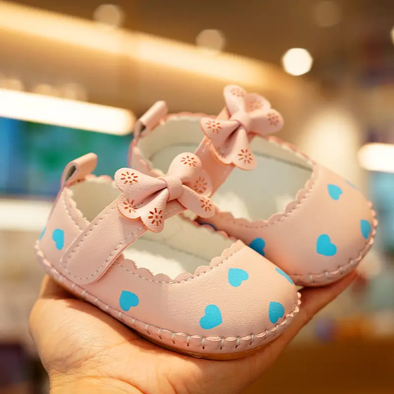 Pink Bow Baby Shoes for 0-1 Years Old