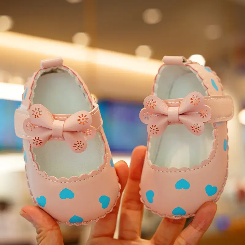 Pink Bow Baby Shoes for 0-1 Years Old