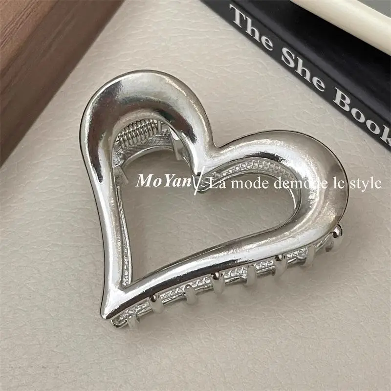Heart-shaped Metal Hair Clips Silver Gold Women's Back Clip — feature 6