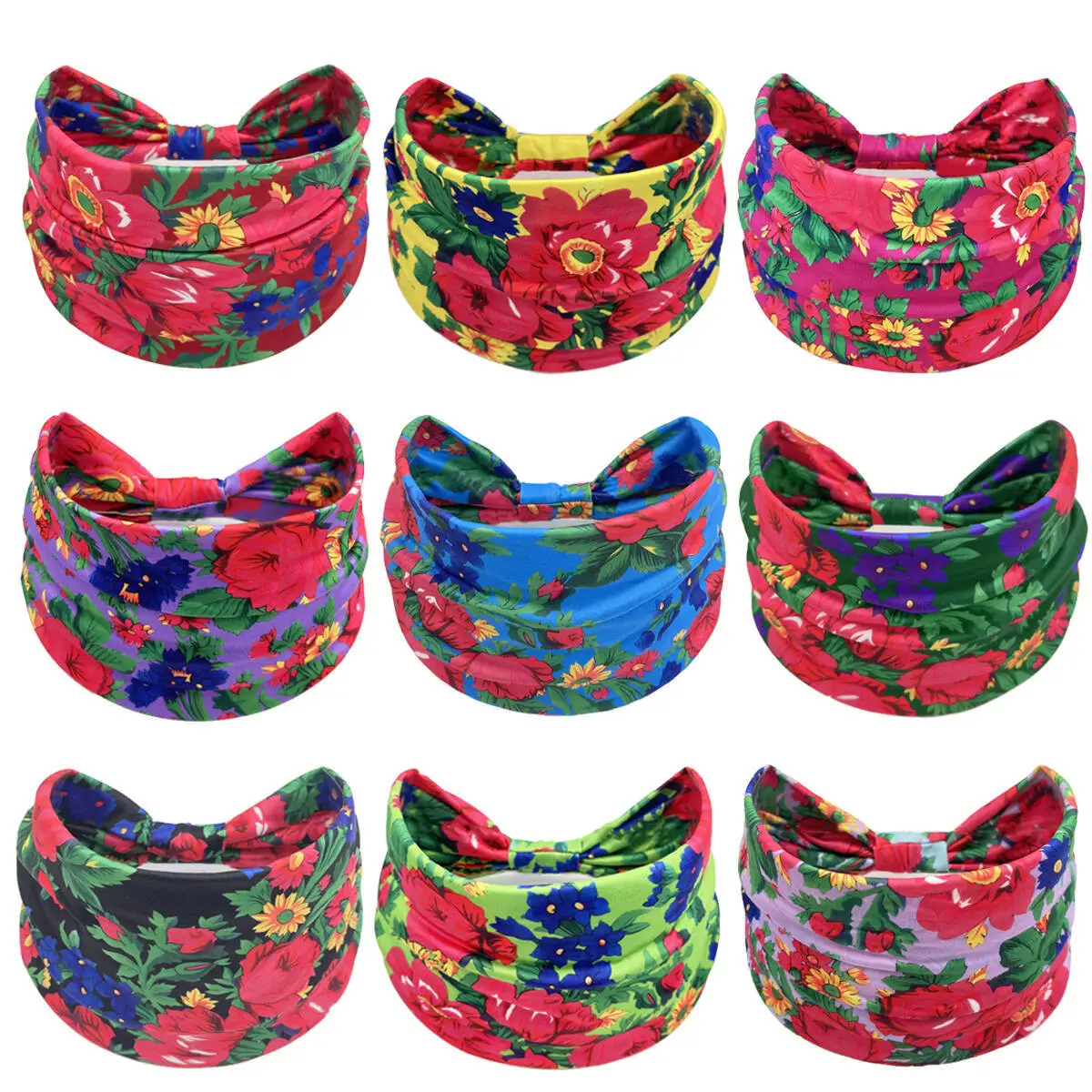 Women's Printed Bow Headband with Wide Elastic Band - Image 163
