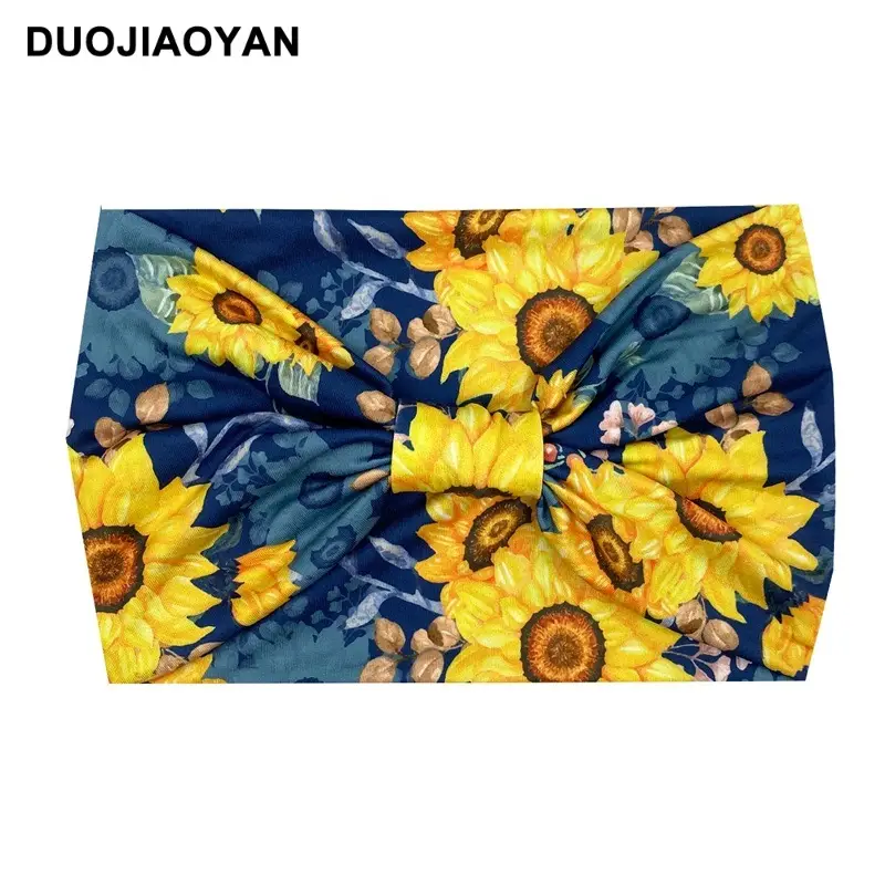 Women's Printed Bow Headband with Wide Elastic Band - Image 12