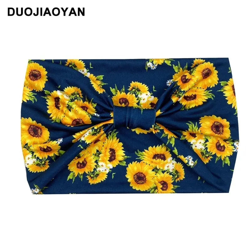 Women's Printed Bow Headband with Wide Elastic Band - Image 13