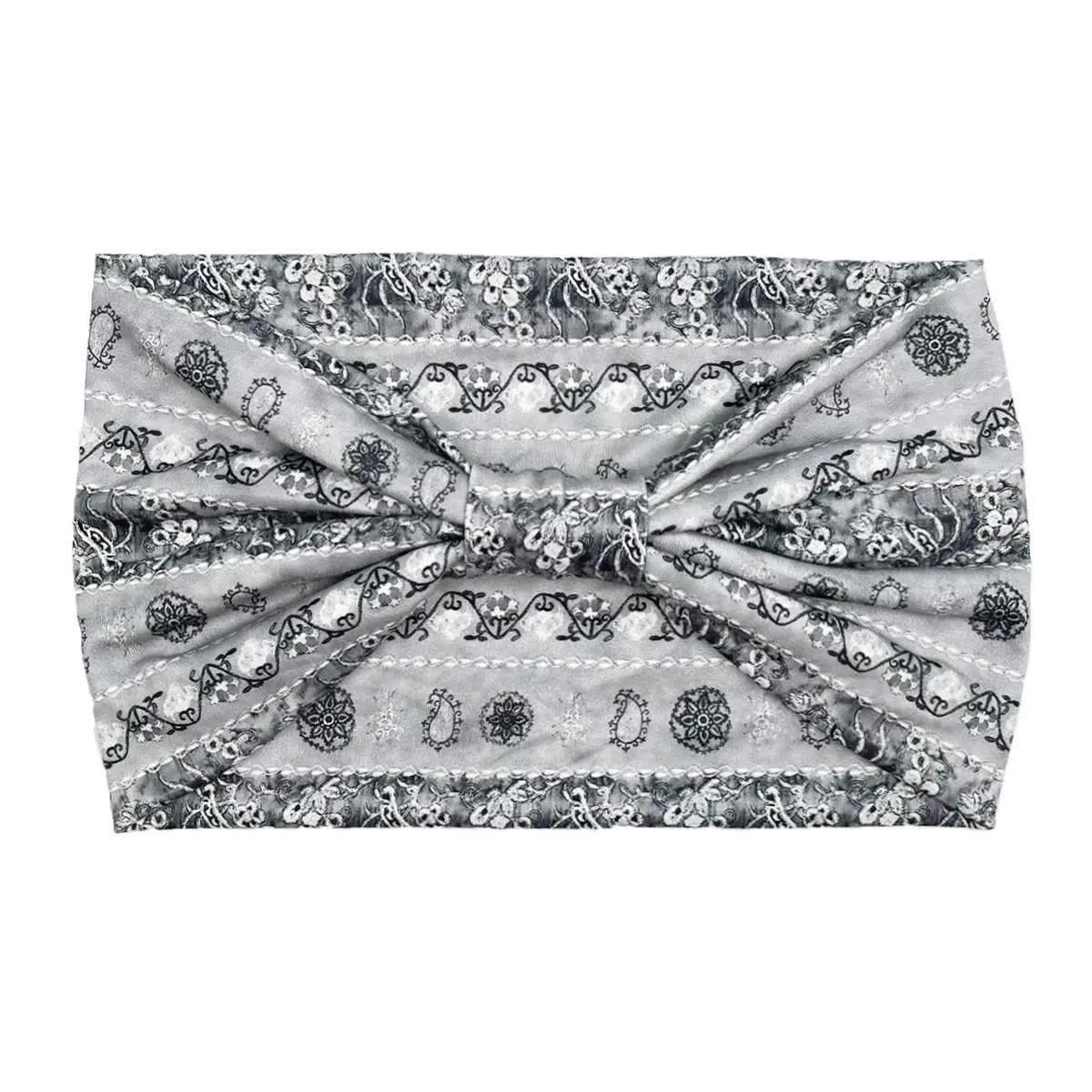 Women's Printed Bow Headband with Wide Elastic Band - Image 130