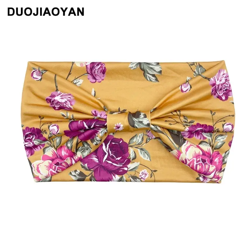 Women's Printed Bow Headband with Wide Elastic Band - Image 14