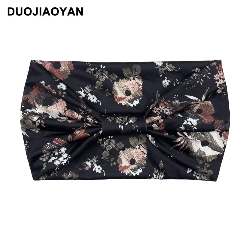 Women's Printed Bow Headband with Wide Elastic Band - Image 19