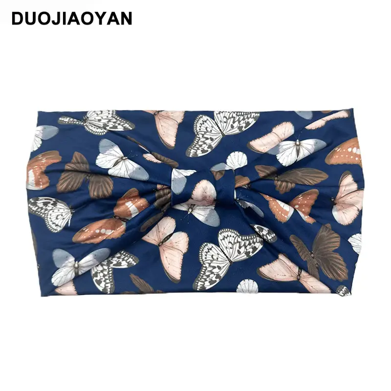 Women's Printed Bow Headband with Wide Elastic Band - Image 22