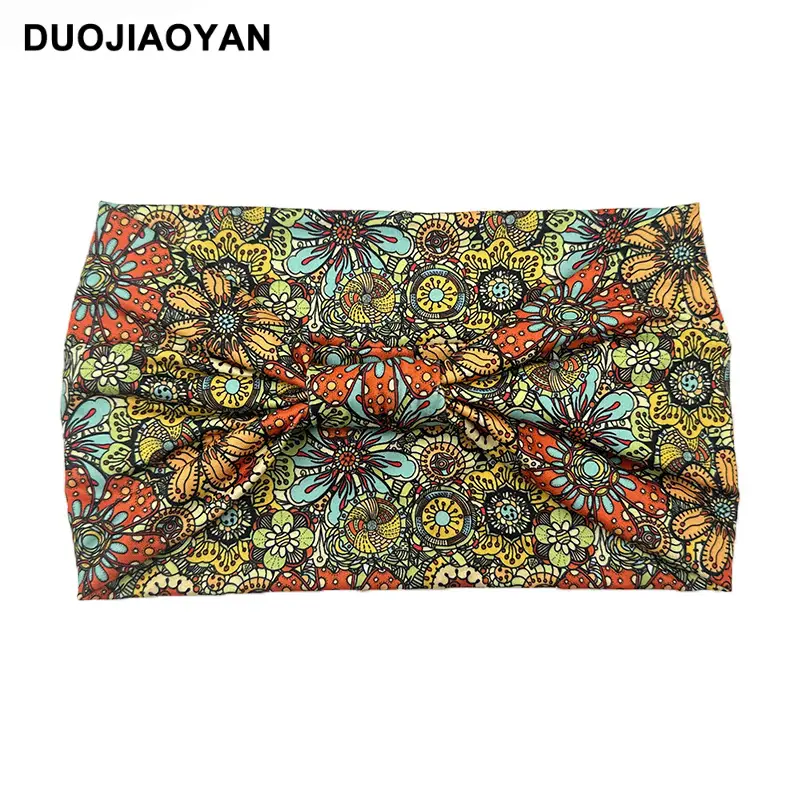 Women's Printed Bow Headband with Wide Elastic Band - Image 24