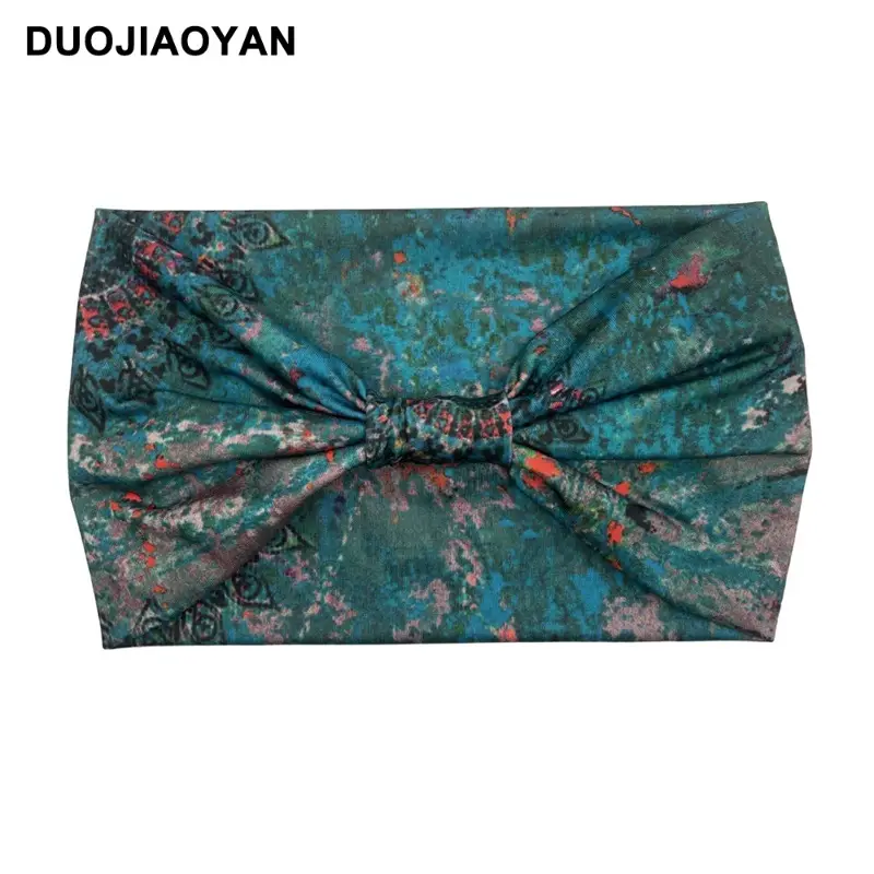 Women's Printed Bow Headband with Wide Elastic Band - Image 26