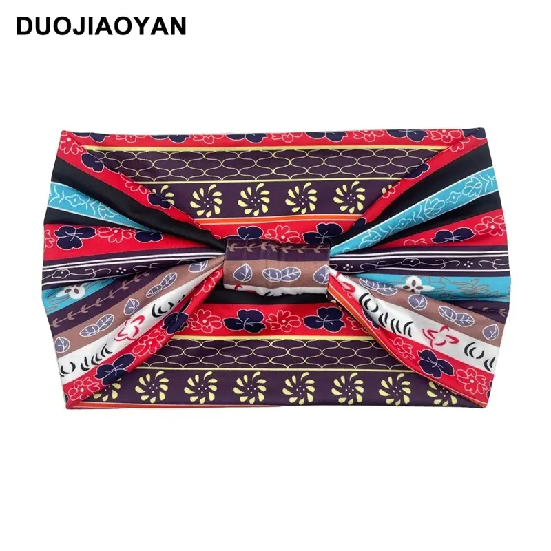 Women's Printed Bow Headband with Wide Elastic Band - Image 27