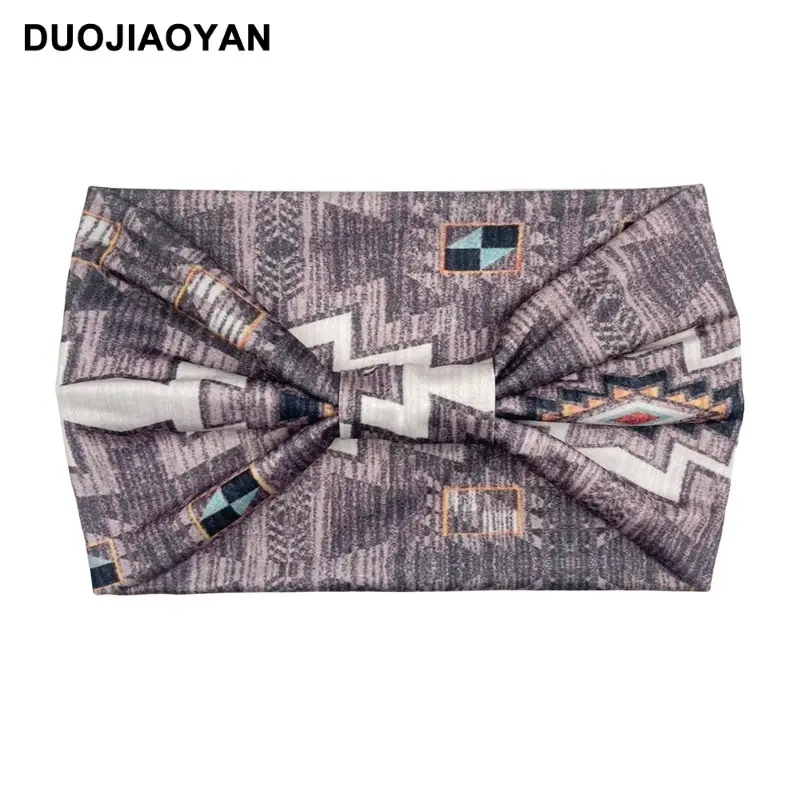 Women's Printed Bow Headband with Wide Elastic Band - Image 28