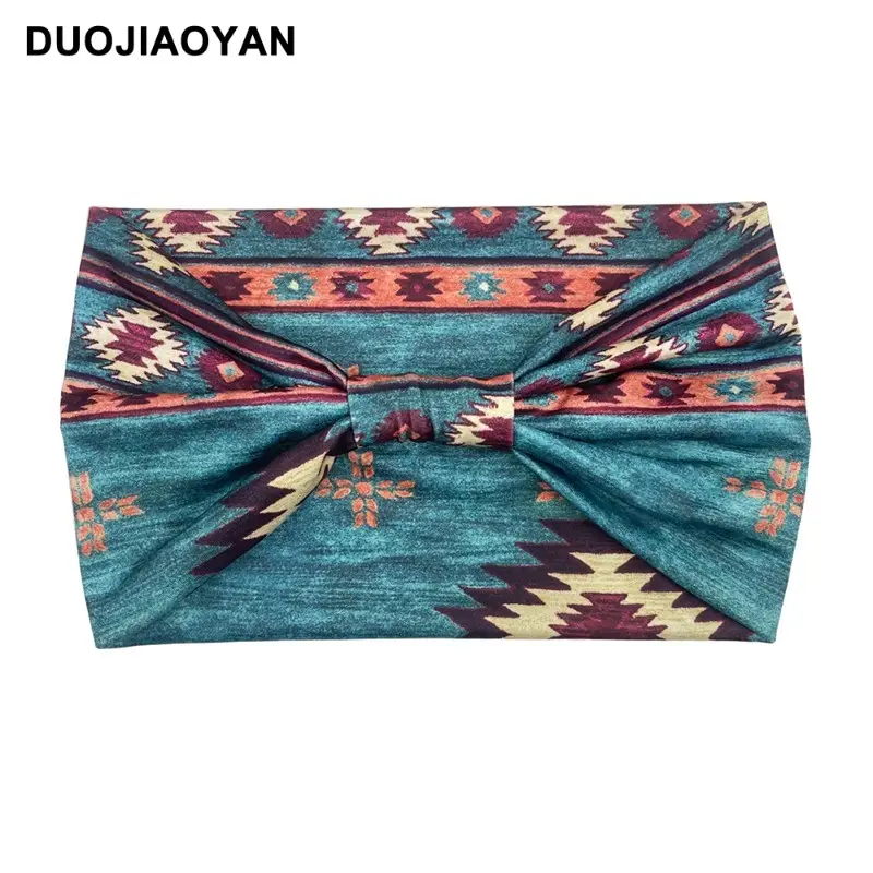 Women's Printed Bow Headband with Wide Elastic Band - Image 29