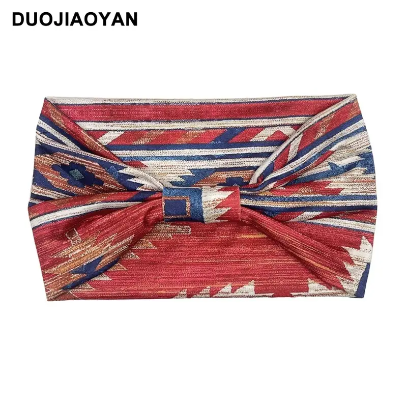 Women's Printed Bow Headband with Wide Elastic Band - Image 30