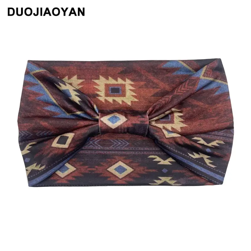 Women's Printed Bow Headband with Wide Elastic Band - Image 31