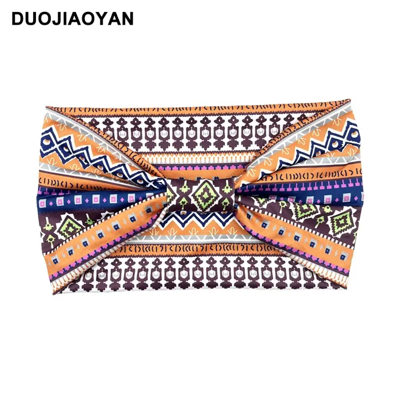 Women's Printed Bow Headband with Wide Elastic Band - Image 33