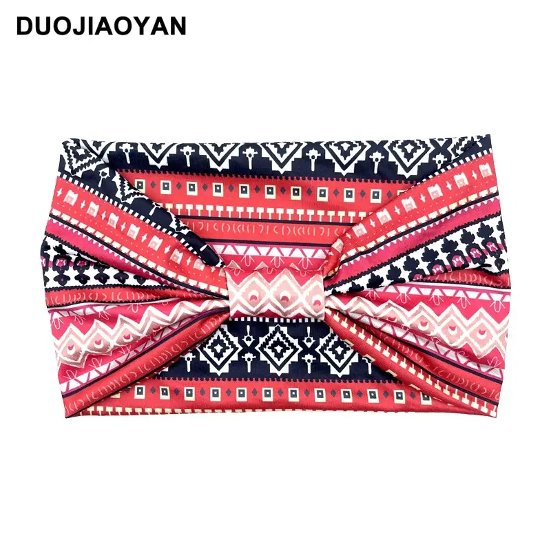 Women's Printed Bow Headband with Wide Elastic Band - Image 34