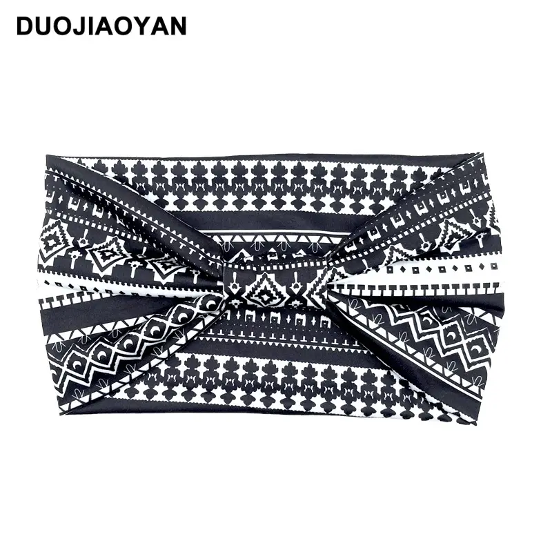 Women's Printed Bow Headband with Wide Elastic Band - Image 35