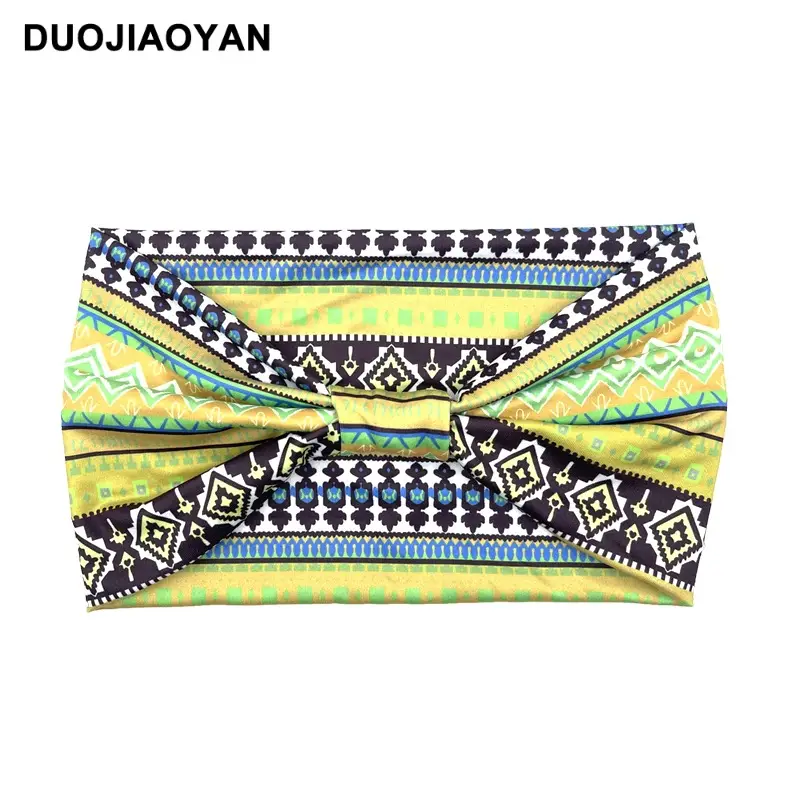 Women's Printed Bow Headband with Wide Elastic Band - Image 36