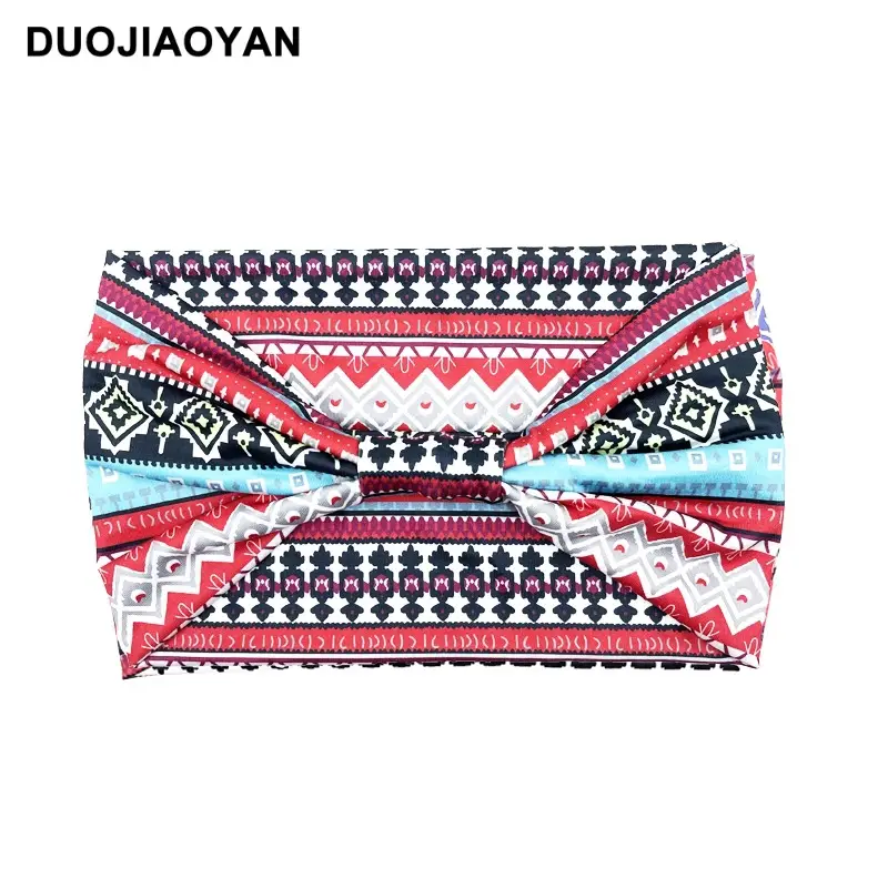 Women's Printed Bow Headband with Wide Elastic Band - Image 37