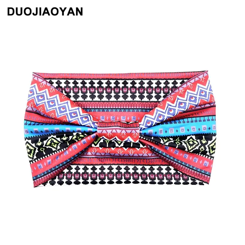Women's Printed Bow Headband with Wide Elastic Band - Image 38