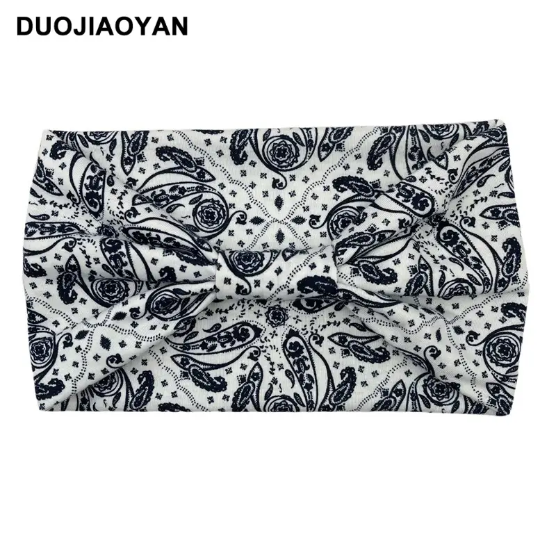 Women's Printed Bow Headband with Wide Elastic Band - Image 39