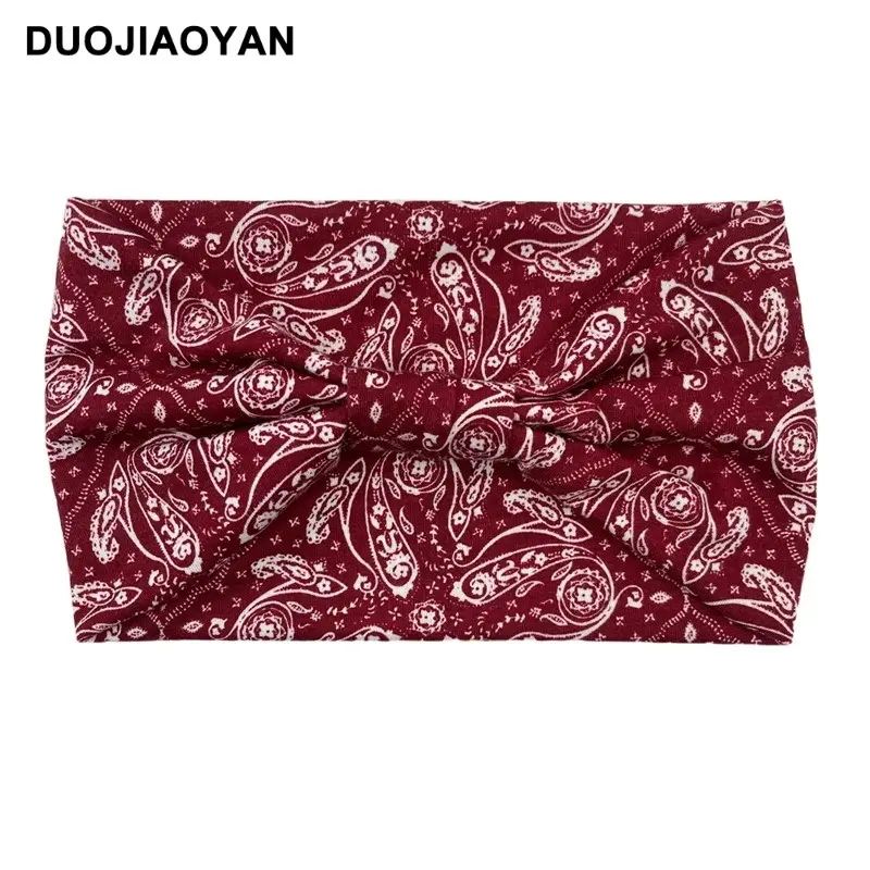 Women's Printed Bow Headband with Wide Elastic Band - Image 40