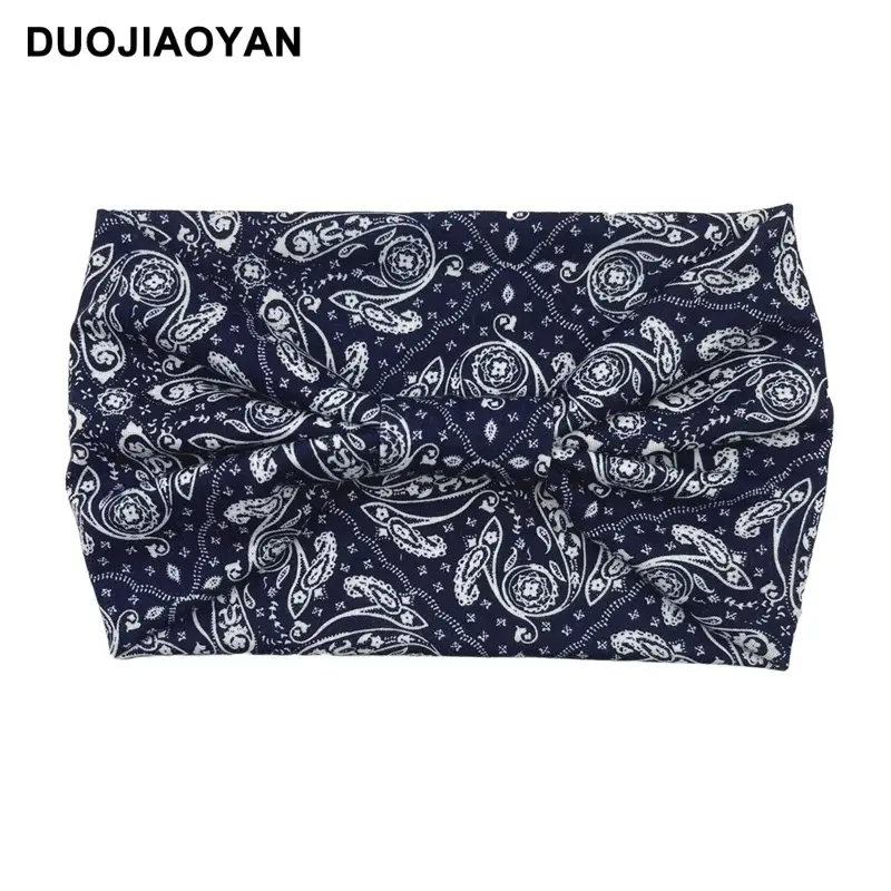 Women's Printed Bow Headband with Wide Elastic Band - Image 43