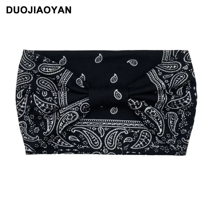 Women's Printed Bow Headband with Wide Elastic Band - Image 44