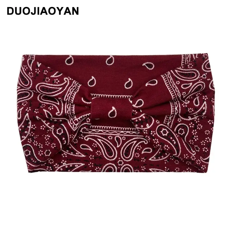 Women's Printed Bow Headband with Wide Elastic Band - Image 46