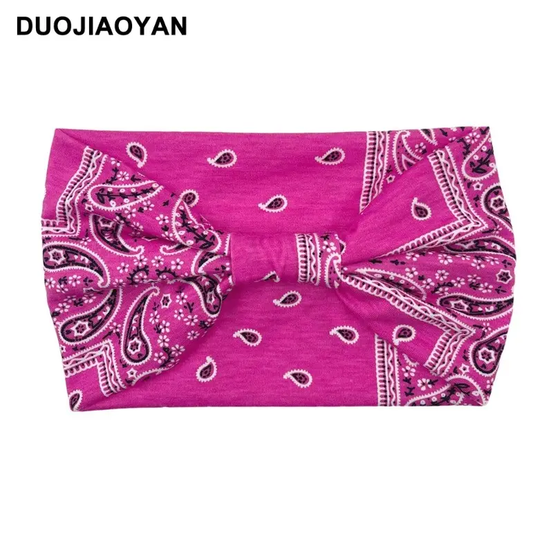 Women's Printed Bow Headband with Wide Elastic Band - Image 48