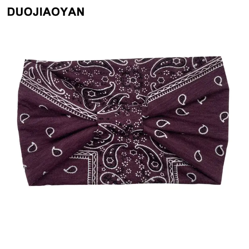Women's Printed Bow Headband with Wide Elastic Band - Image 49