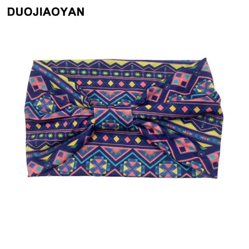 Women's Printed Bow Headband with Wide Elastic Band - Image 50