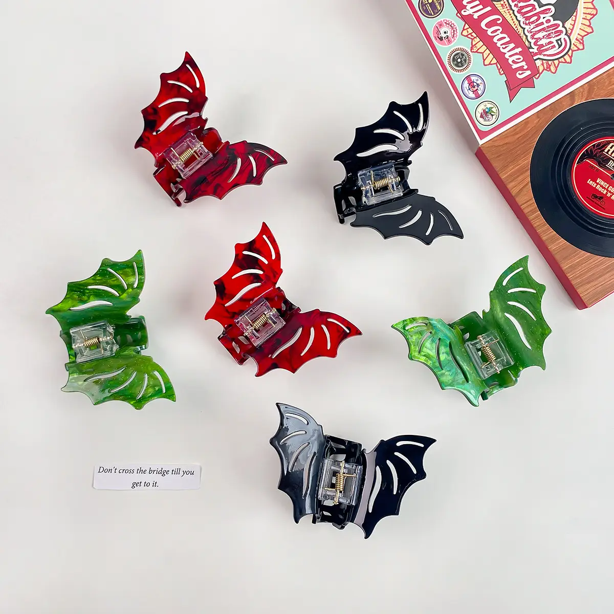 Halloween Bat Hair Clip Red Gothic Style - Image 6