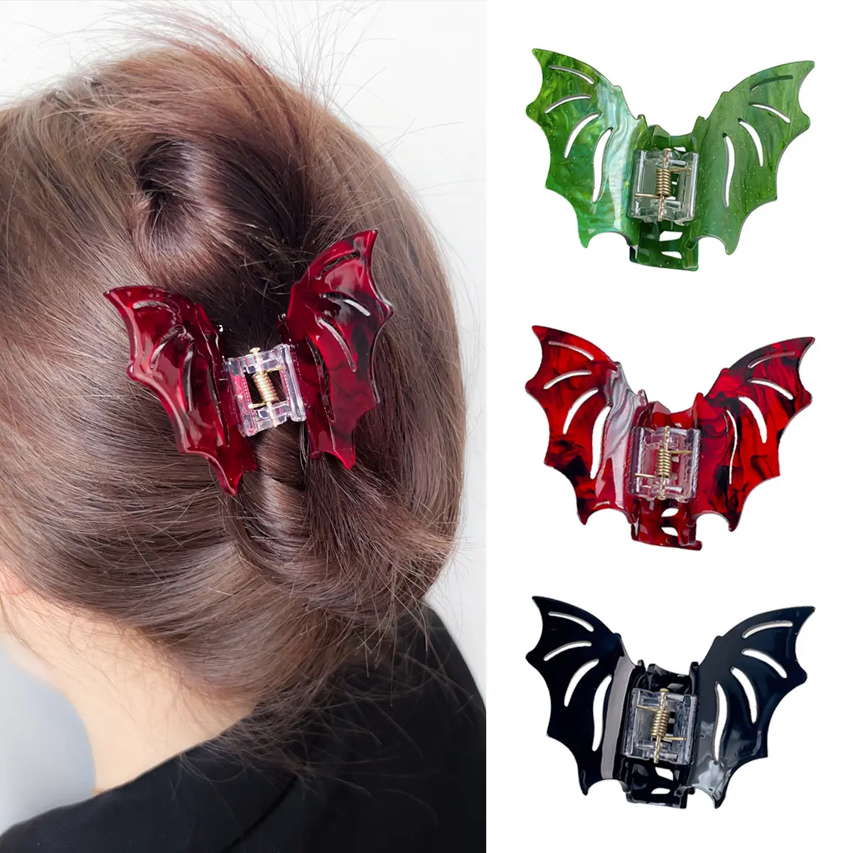 Halloween Bat Hair Clip Red Gothic Style - Image 7