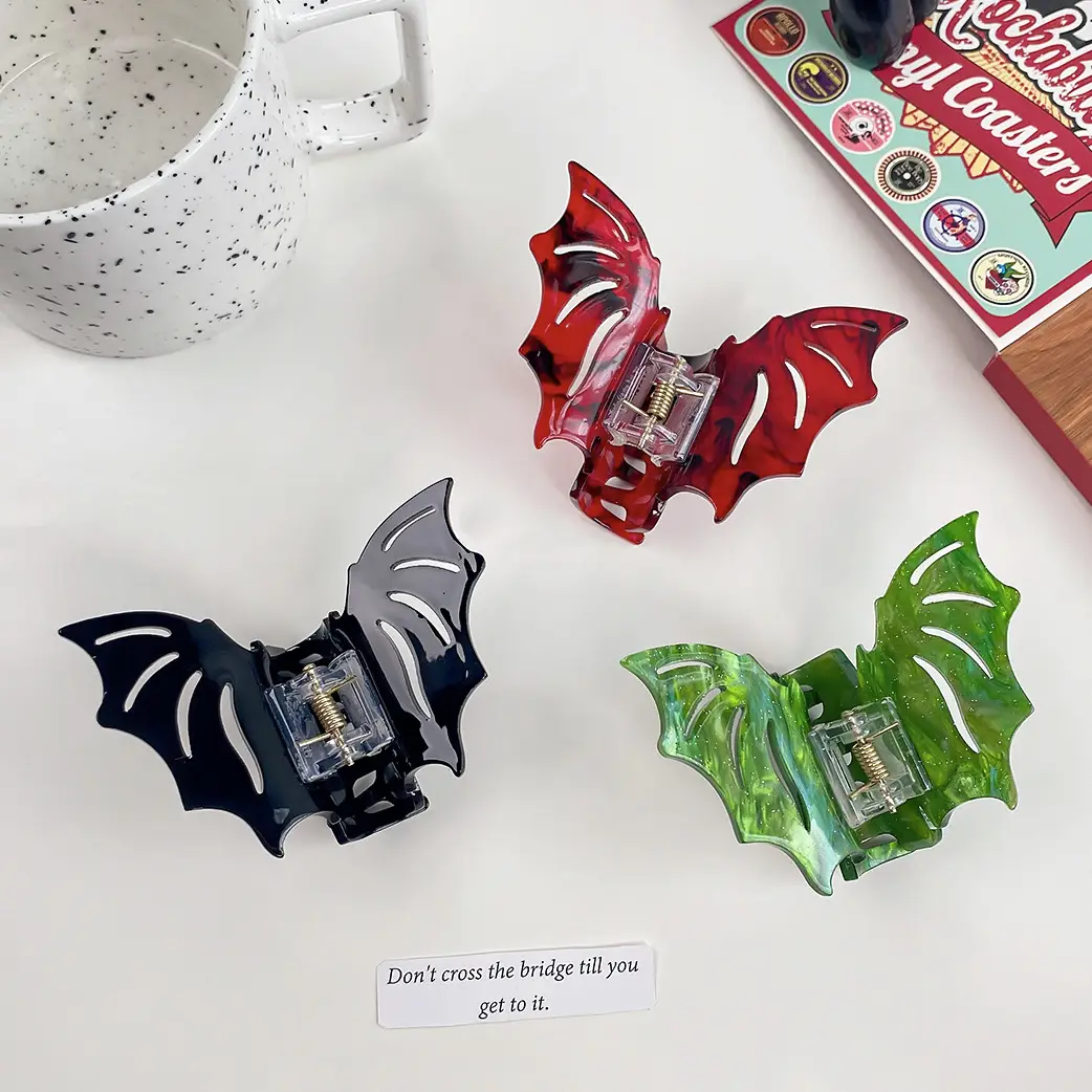 Halloween Bat Hair Clip Red Gothic Style - Image 8