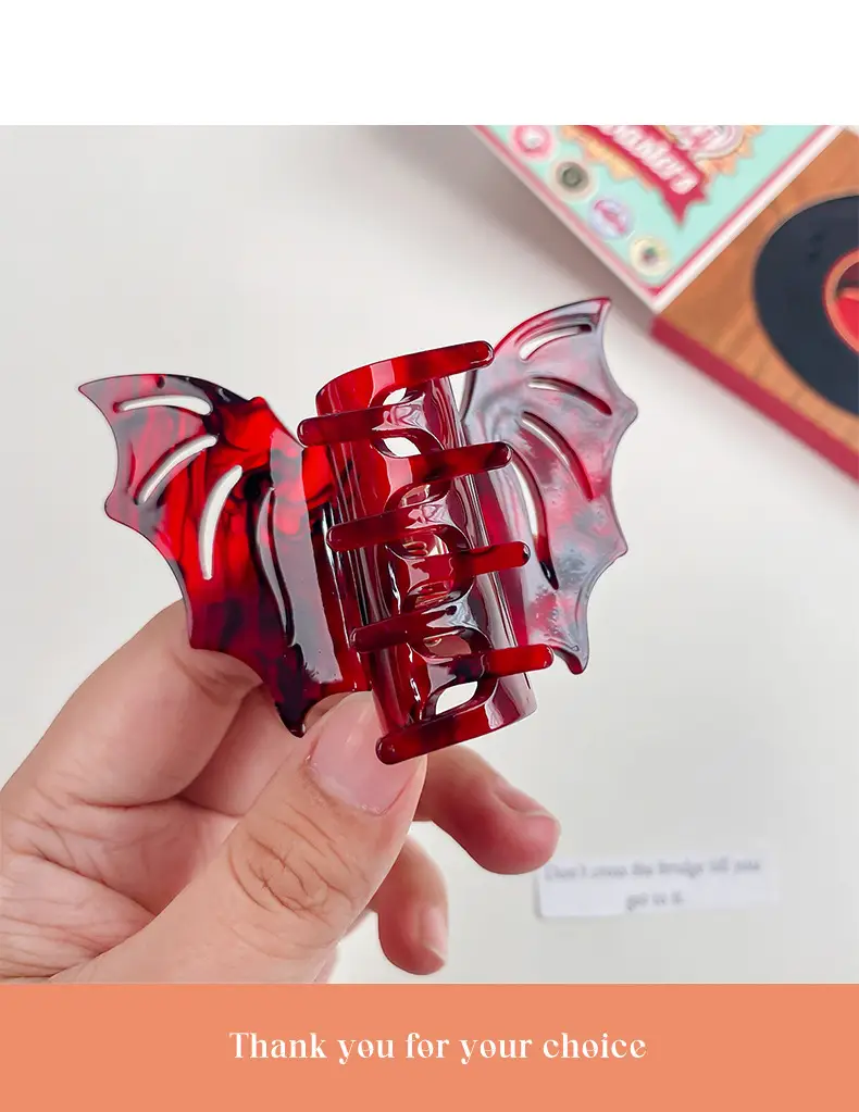 Halloween Bat Hair Clip Red Gothic Style — feature 10