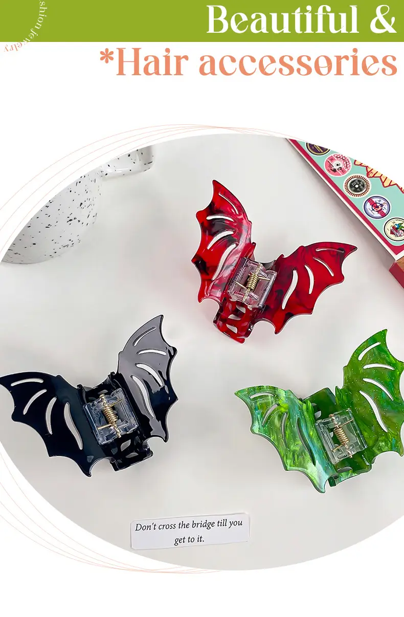 Halloween Bat Hair Clip Red Gothic Style — feature 3