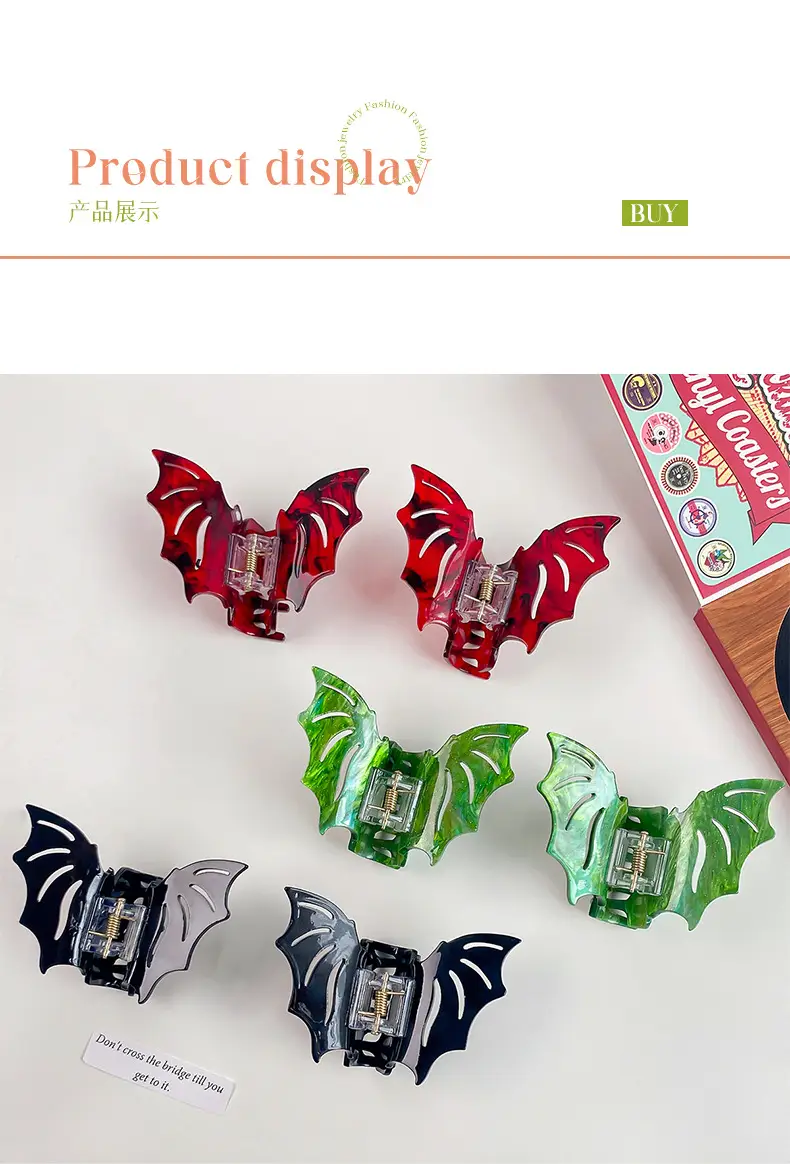 Halloween Bat Hair Clip Red Gothic Style — feature 5